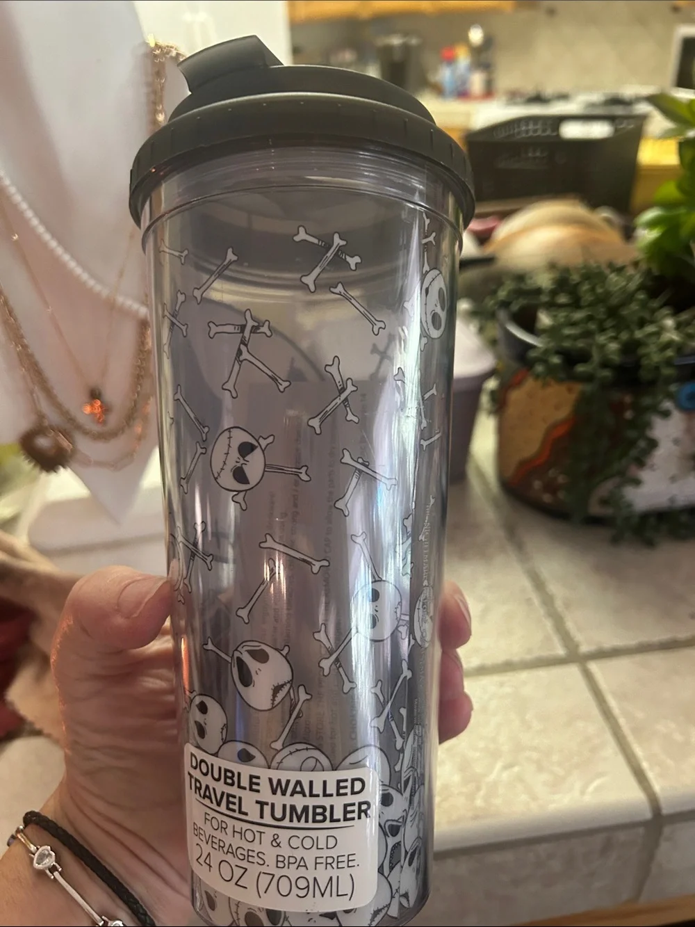 Jack Skellington Double-Wall Travel Tumbler - Black/White